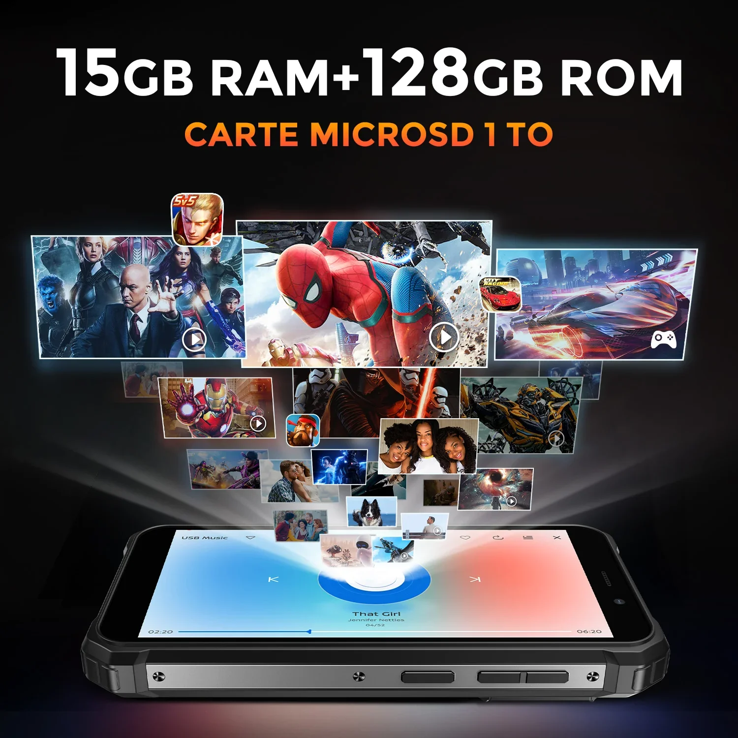 FOSSiBOT F101 PRO 15 Go + 128 Go - Écran principal de 5,45 pouces & Écran arrière innovant et multifonction de 1,32 pouce - Téléphone robuste NFC avec batterie 10600 mAh - Image 7